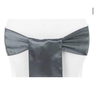 50 count | Pewter Dark Silver Gray  Satin Chair Sashes Wedding Party Dining Bows